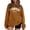 Brown, variant on Womens Sweatshirt Crew Neck Vintage Halloween Pumpkin Season Letter Graphic Long Sleeve Oversized Streetwear Holiday Loose Pullover Tops Beige L