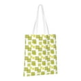thumbnail image 2 of YFYANG Reusable Cotton Canvas Tote Shopping Bag, Green Rectangular Textured Pattern Washable Portable Grocery Bag for Daily Travel, 2 of 8