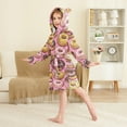 thumbnail image 2 of FORMRS Niños Bathrobe Unisex Hooded Robe Soft Plush Pajamas Sleepwear, Size 2-3T, Cute Doughnuts Pattern, 2 of 7