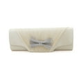 thumbnail image 2 of Elegant Pleated Satin Flap Rhinestones Bow Clutch Evening Bag, 2 of 4