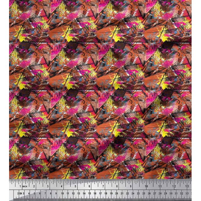 Soimoi Poly Georgette Fabric Animal Skin Abstract Printed Craft Fabric by the Yard 42 Inch Wide