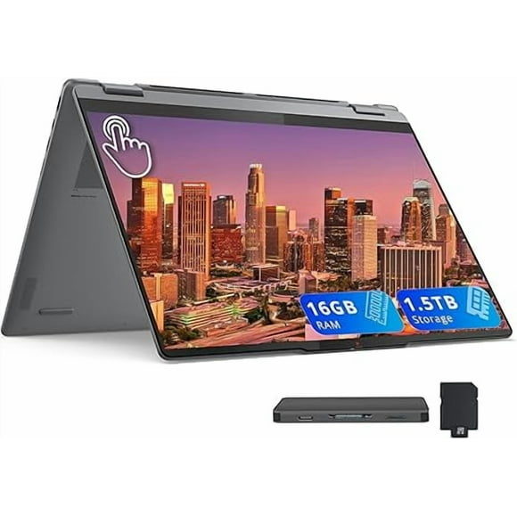 Lenovo Yoga 7i 2-in-1 16" 2K Touchscreen Laptop, Intel Core Ultra 5 226V, 16GB LPDDR5X, 1.5TB(1TB SSD+512GB Docking Station), Intel Arc Graphics, Backlit Keyboard, Fingerprint, Wi-Fi 7, Win 11, Gray