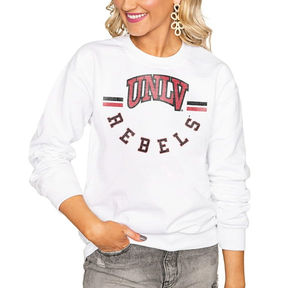 Women's Gameday Couture White UNLV Rebels Oversized Vintage Days Perfect Crew Sweatshirt