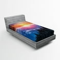 thumbnail image 1 of Ambesonne Forest Fitted Sheet, Sunset in Mountains, Twin XL Size, Orange Blue, 1 of 2