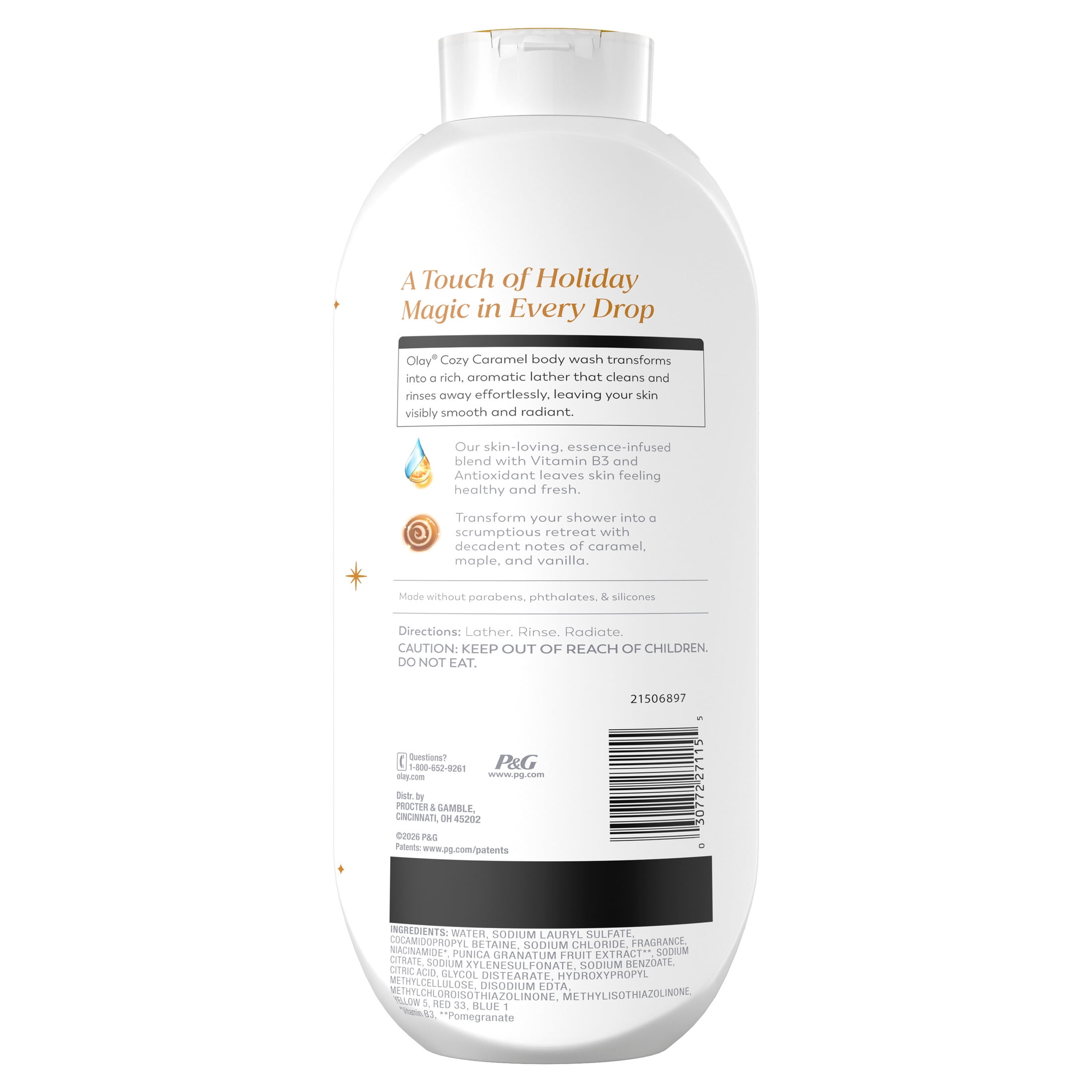 Olay Cozy Caramel Body Wash with Vitamin B3 and Antioxidant Blend, 24/7 Freshness, Limited Edition, 22 fl oz