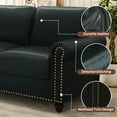 thumbnail image 5 of 80'' Faux Leather Sofa with Storage Seats, Classic 3-Seater Couch with Nailhead Trim, Easy Assembly (Black), 5 of 7