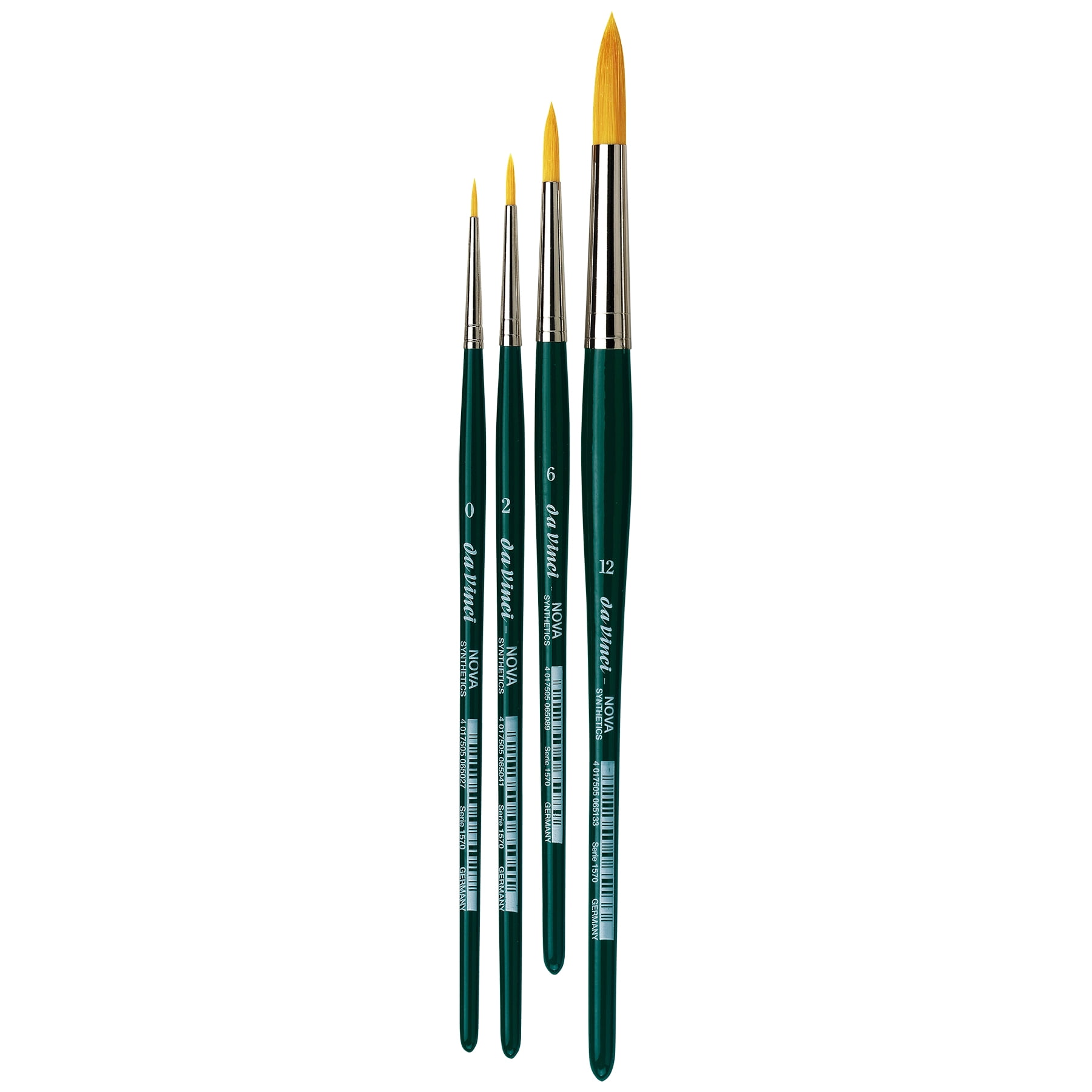 da Vinci NOVA Model Painting Brushes, Synthetic, All Paint Types, Round, Series 1570, Assorted Sizes, 4 Brush Set