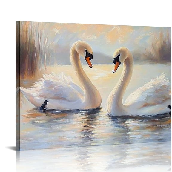 BCIIG Swan Canvas Wall Art Swan Watercolor Print Antique Swan Artwork Pink Swan Watercolor Swan Painting  20x16in