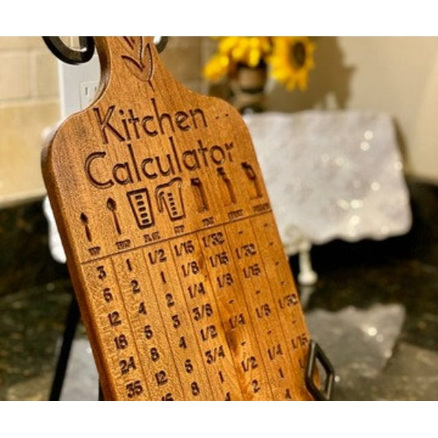 Handmade Wooden Kitchen Calculator Cutting Board