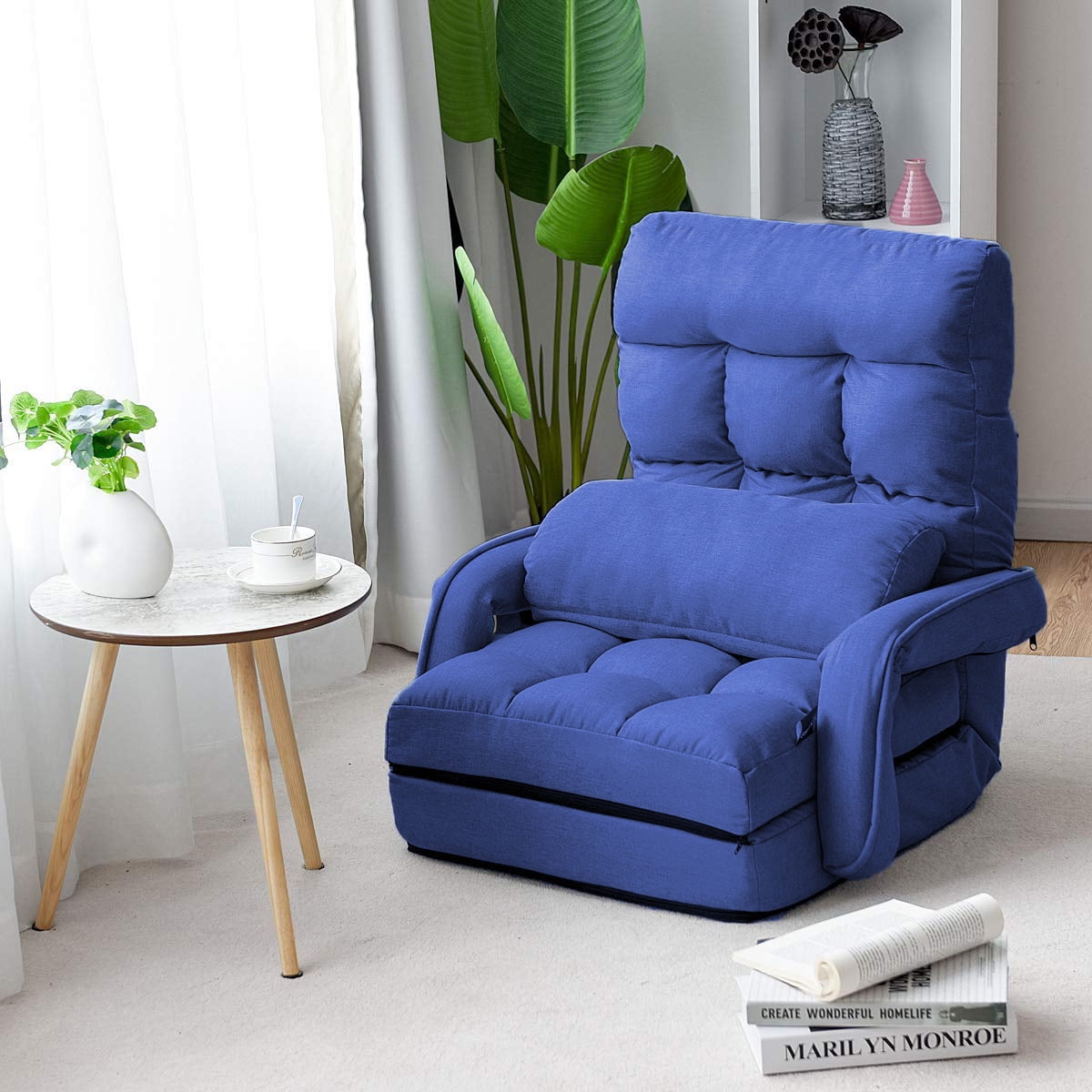 Folding Floor Single Gaming Sofa Recliner Chair W/ a Pillow 5