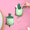 thumbnail image 2 of Turtle-Shaped Toothbrush Holder, Bathroom Wall-Mounted Rack, No-Drill Installation, Plastic Organizer, Pet-Friendly Design, 2 of 7