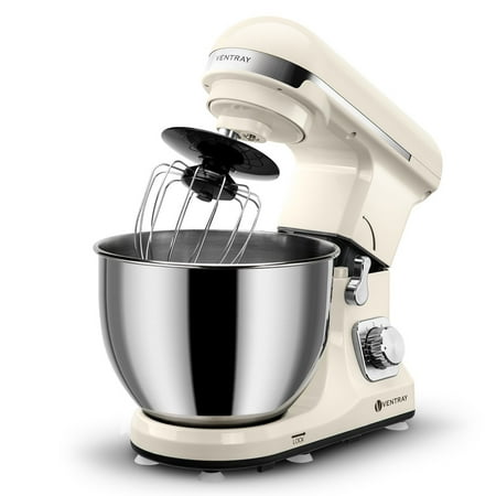- Ventray Stand Mixer 6-Speed 4.5-Quart Stainless Steel Bowl with Pouring Shield - Cream Beige