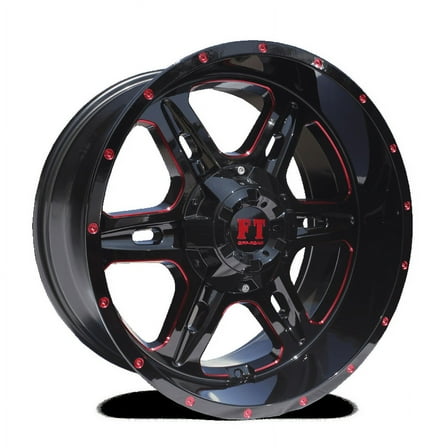 20X10 8-170 OFF ROAD FT#6054 GLOSS BLACK/RED MILLED -24/125.7
