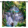 thumbnail image 3 of Waterfall Blackout Curtains Nature Landscape Theme Window Panels With Forest Jungle Waterfall River Scenery Scene Print Grommet Curtain Drapes For Bedroom Living Room 42"W x 96"L (Pack of 2), 3 of 6