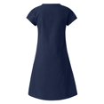 thumbnail image 5 of Laqbezok Cotton Linen Dress, Women's Casual V-Neck Short Sleeve Retro Sundress, Loose Fit A-Line Gown with Decorative Buttons, 5 of 8