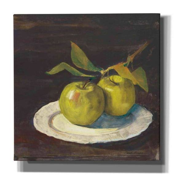 Epic Graffiti 'Green Apple I Dark Brown' by Carol Rowan, Giclee Canvas Wall Art, 18"x18"