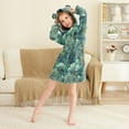 thumbnail image 3 of FORMRS Niños Bathrobe Unisex Hooded Robe Soft Plush Pajamas Sleepwear, Size 10-12T, Green Forest Pattern, 3 of 7