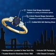 thumbnail image 2 of Gem Stone King 18K Yellow Gold Plated Silver Blue Sapphire and Sky Blue Aquamarine Engagement Ring for Women | 1.34 Cttw | Oval 7X5MM | Gemstone September Birthstone | Size 8, 2 of 6