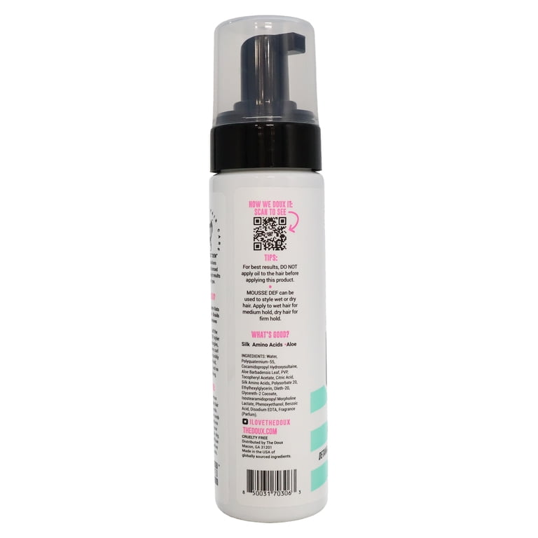 The Doux Strong Hold Mousse Define Texture Foam with Shine, 7 Oz