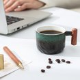 thumbnail image 3 of Juego de 1 taza de café espresso de cerámica de 2 oz con mango de madera, tazas de té pequeñas, 3 of 5