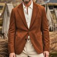 thumbnail image 2 of Men's Casual Suede Blazer, Slim-Fit Single-Breasted Winter Jacket, Light Brown, S, 2 of 6
