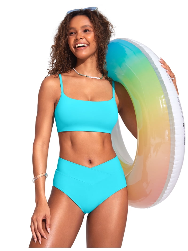 Culotte bikini taille haute en matière extensible bas de maillot Culotte bikini taille haute en matière extensible bas de maillot