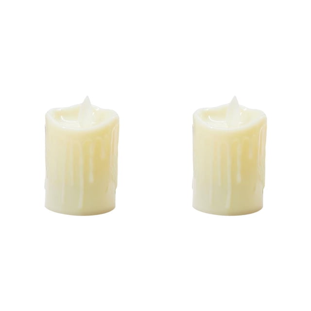 Inteprter Lámpara de de decoración LED sin llama de luz de té de plástico eléctrico con luz de vela, superficie acanalada, beige Type2 NO2 Inteprter CBP155255