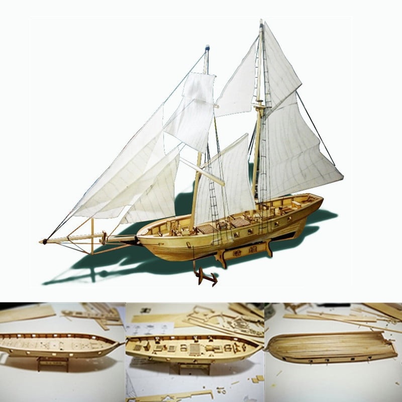 1:148 Scale Wooden Wood Sailboat Ship Kits Home Model Decoration Boat Gift Toy 