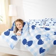thumbnail image 3 of Erosebridal Cute Cherry Bow Full Size Comforter Sets for Girls, Blue Plaid Bedding Sets, Colorful Stars Reversible, 1 Comforter and 2 Pillowcases, 3 of 6