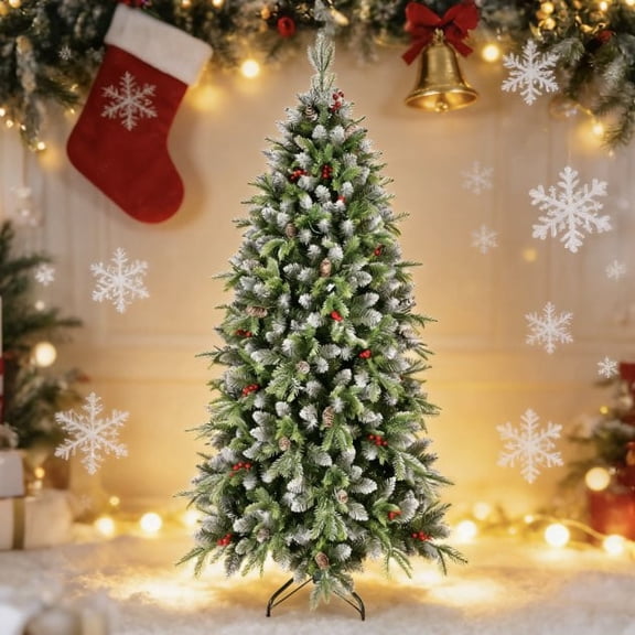6ft PE/PVC Decorated Automatic Christmas Tree - Easy-Setup Holiday Centerpiece