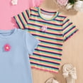 thumbnail image 4 of Splozh Cute Tops for Girls 2T-8T Toddler Girls Shirts 3 Pack Short Sleeve Shirt for Girls Tees Kids Tshirts Clothes Summer Tops,Blue,3-4 Years, 4 of 5