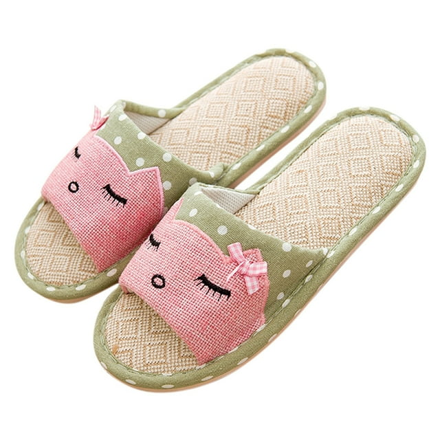 Women's Slippers for Indoor Use Breathable Open Toe Design Non- Linen Shoes Comfortable Bedroom Footwear for All-Day Wear