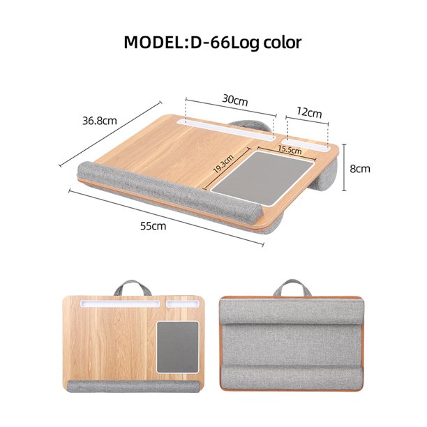 Mesa de pierna de escritorio para ordenador portátil multiusos, diseño de barra antideslizante de doble ranura, alfombrilla de ratón integrada, uso con sofá, dormitorio, portátil