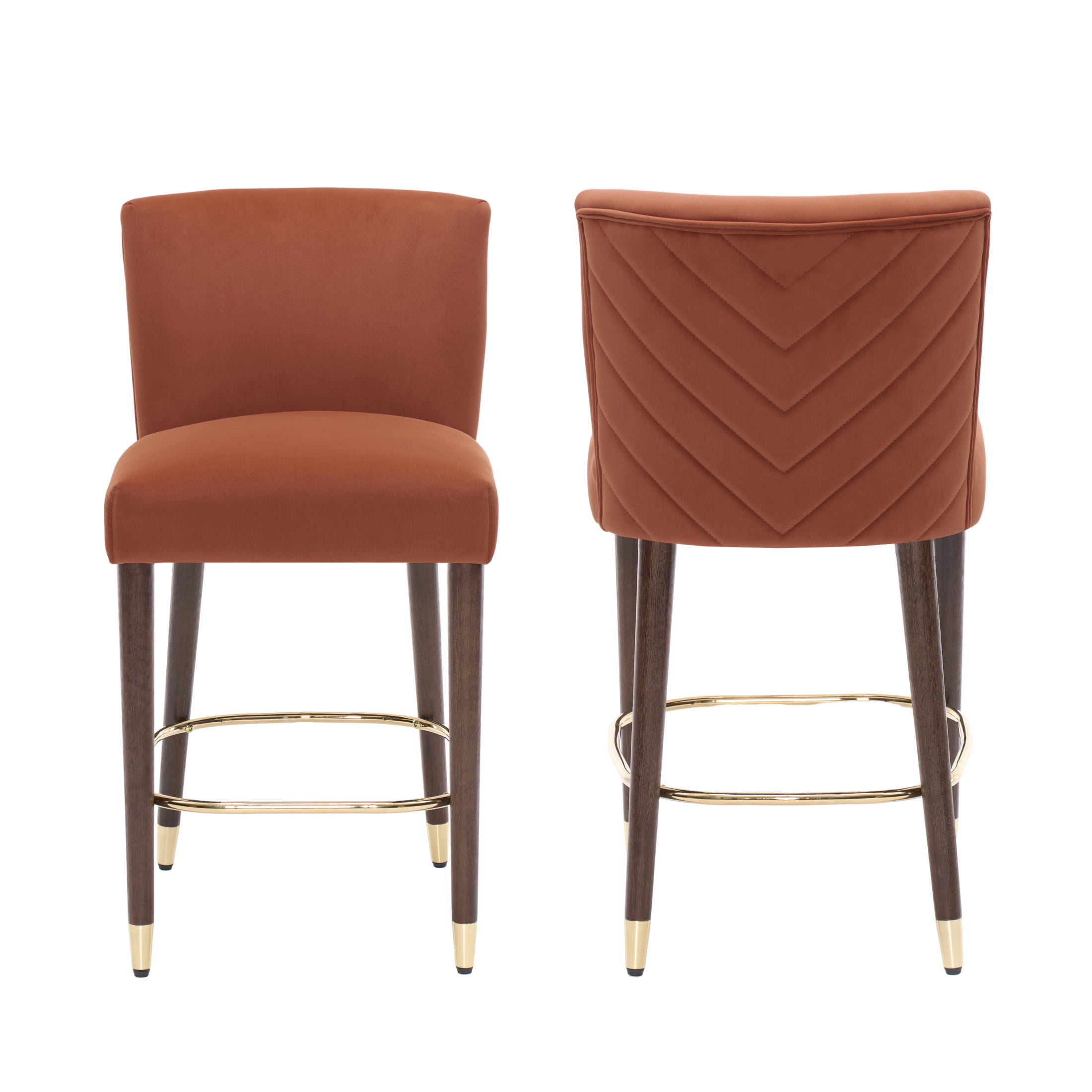 Christopher Knight Home Modern 27" Upholstered Counter Bar Stools Set of 2, Solid Wood Frame, Orange