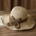 thumbnail image 4 of Versatile Retro Woven Handmade Sun Hat with Ruffled Bow Elegant Crochet Hats for Women Foldable Breathable Beach Hat Wide Brim Womens Straw Hat, 4 of 9