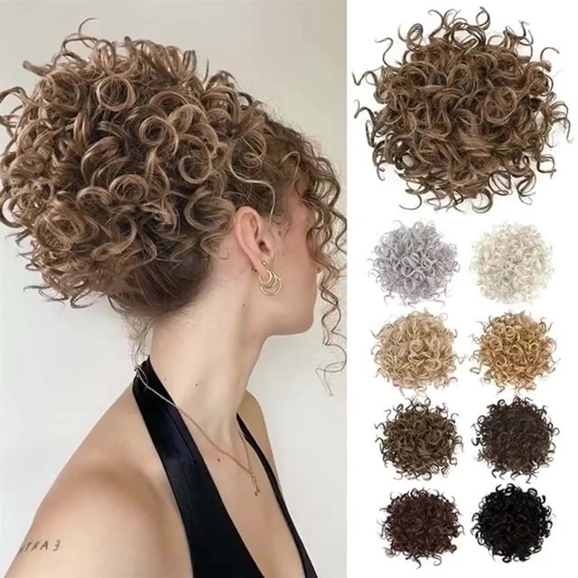 Clearance Items! Gspmoly Human Hair Wigs, Wig Hair Wraps High Temperature Silk Small Curly Hair Wraps Drawstring Messy Hair Wraps Elastic Net Pull Ponytail Rope Curly Hair Lace Front Wigs
