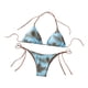 thumbnail image 5 of Conjunto de bikini triangular con cordón para mujer, ideal para actividades acuáticas, fiestas en la playa. Azul, 5 of 9