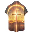 thumbnail image 5 of Yaoyar Mens Hawaiian Christian Shirts Cross Jesus Lapel Button Down Short Sleeve Beach Shirt Summer Tops Vacation Casual Fashion, 5 of 6