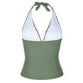 thumbnail image 3 of Hilor Women's Plunging V Neck Halter Swim Tops Shirred Tankini Top, 3 of 4