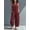Burgundy, variant on Women's Solid Black Stand Collar Partial Placket Sleeveless Pocket Linen Jumpsuit Cropped Ankle Loose Leg