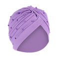 thumbnail image 2 of Herrnalise Women Solid Beading India Hat Muslim Ruffle Cancer Chemo Hat Beanie Wrap Cap, 2 of 2