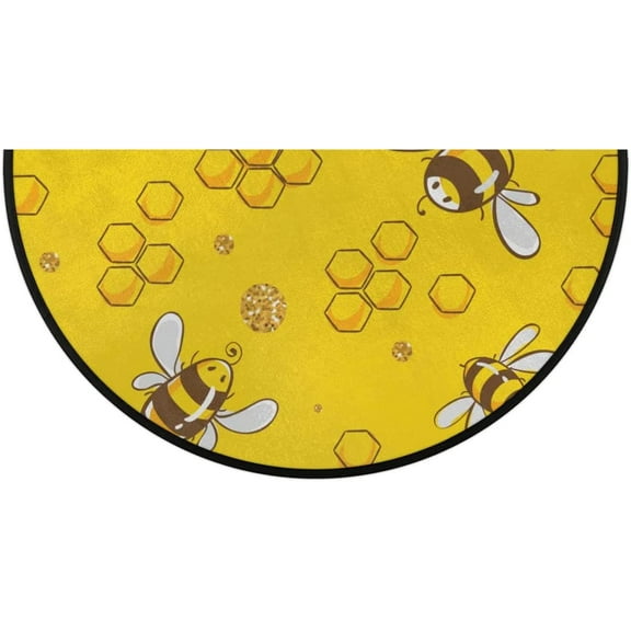 Half Round Door Mat Bath Mat Indoor Entrance Doormat Cute Yellow Bee Doormat 24X16 Wear Resistant Semi Circle Floor Mats Non Slip Absorbent Bathroom Rugs Home Decor Rug.