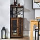 thumbnail image 1 of Gabinete de Bar Esquinero con Soporte para Copas y Puerta de Malla, Mueble para Licores y Bebidas, Mini Cantina con Repisa para el Hogar, 1 of 9