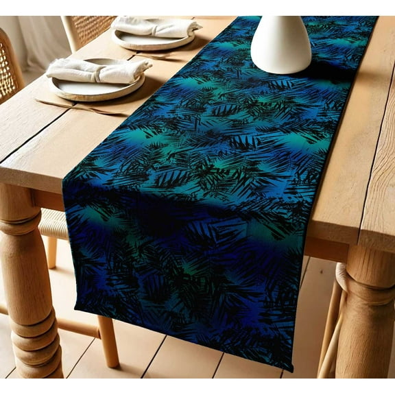 Cotton Twill Table Runner by Vargottam Handcrafted Leaves Design 14 Wide Washable Table Runner for Kitchen, Living Room & Events 60" inch Long