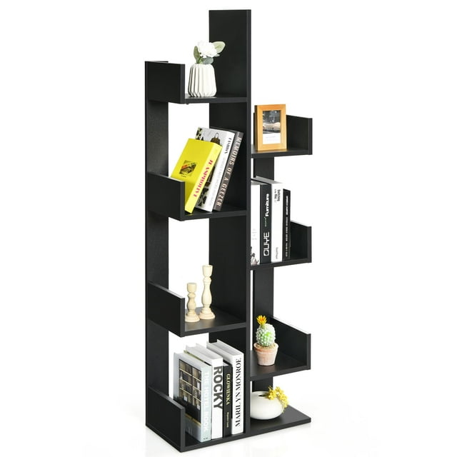 Giantex 8-Tier Bookshelf, Display Shelf & Multipurpose Storage Shelf, Space-Saving Bookcase, Storage Holder Rack for Home/Office, Black