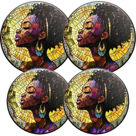 

Electric Stove Burner Covers 4 Pcs Round Gas Burner Cover 8 and 10 Inch Stained - glass - style Portrait of a Woman