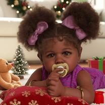 RSG Lifelike Reborn Baby Dolls Black Girl - 20 Inch Soft Cloth Body Newborn Baby Dolls Cute Real Life Baby Doll with Gift Box for Kids Age 3 