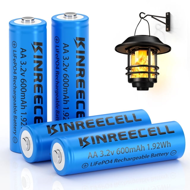 Batería recargable KINREECELL AA 3.2V 600mAh LiFePO4 (paquete de 4)