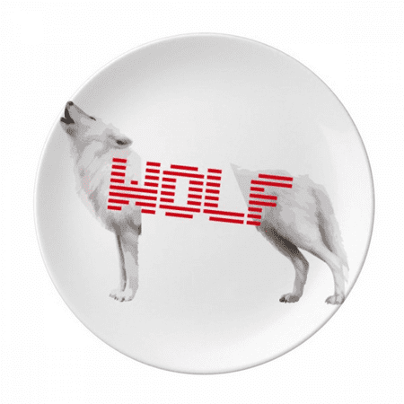 

White Wolf Howled Stood Art Deco Fashion Plate Decorative Porcelain Salver Tableware Dinner Dish
