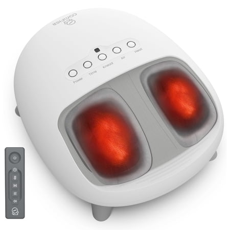 COMFIER Foot Massager with Heat, Shiatsu Deep Kneading Massage Machine for Plantar Fasciitis & Foot Pain Relief, Fits Men Size up to 14, White